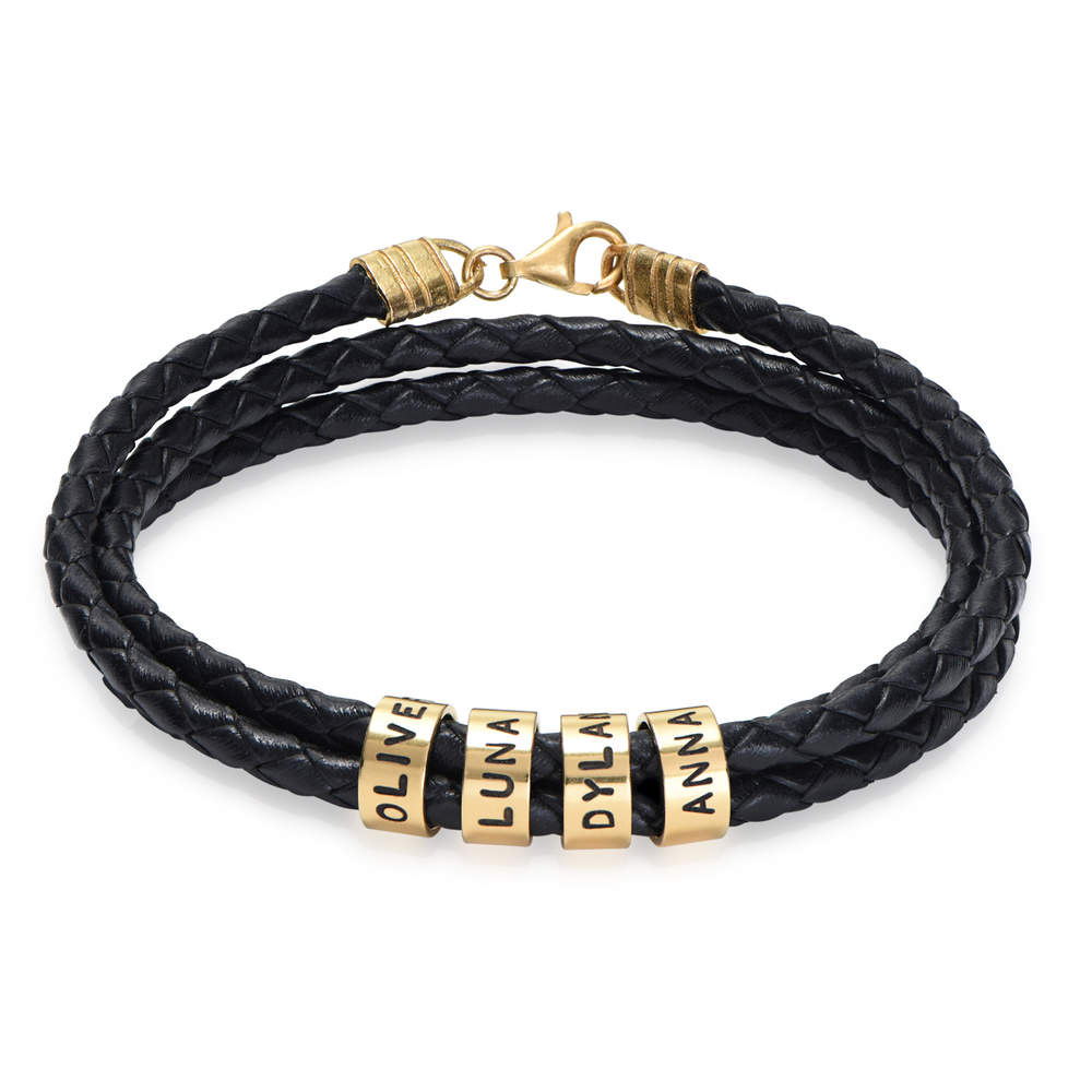 Leather shop name bracelet